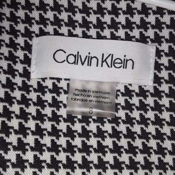 Calvin Klein SZ 8 Black White Houndstooth Fitted Sheath Business Dress Like New! - Picture 3 of 5